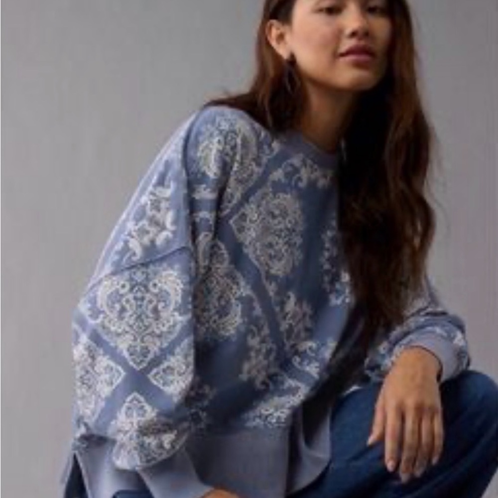 American Eagle Blue Patterned oversized Women's P… - image 1